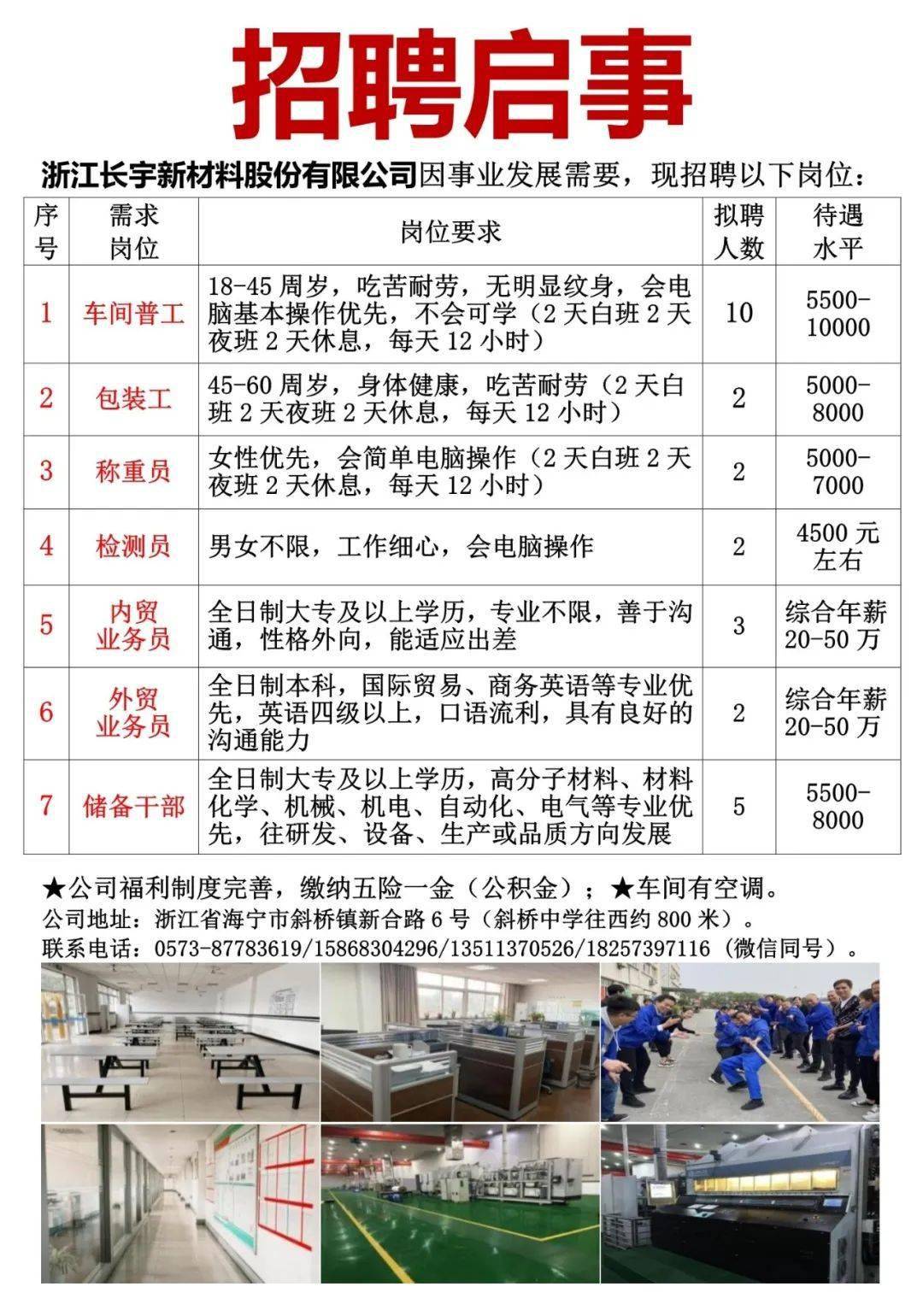 下沙普工最新招聘信息